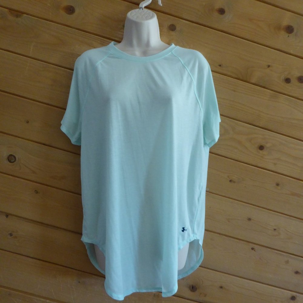 Under Armour Mint Green Loose Fit Athlete Running Shirt Top Gym Cut Out Back